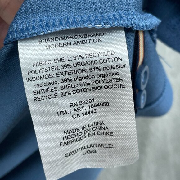 Modern Ambition Blue Polo Shirt Men’s L Moisture Wicking Stretch a1315 - Picture 8 of 10